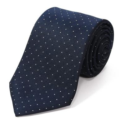 Brand Necktie Made In Japan Silk Jacquard Weave Pin Dot 100% (A Pattern Navy)