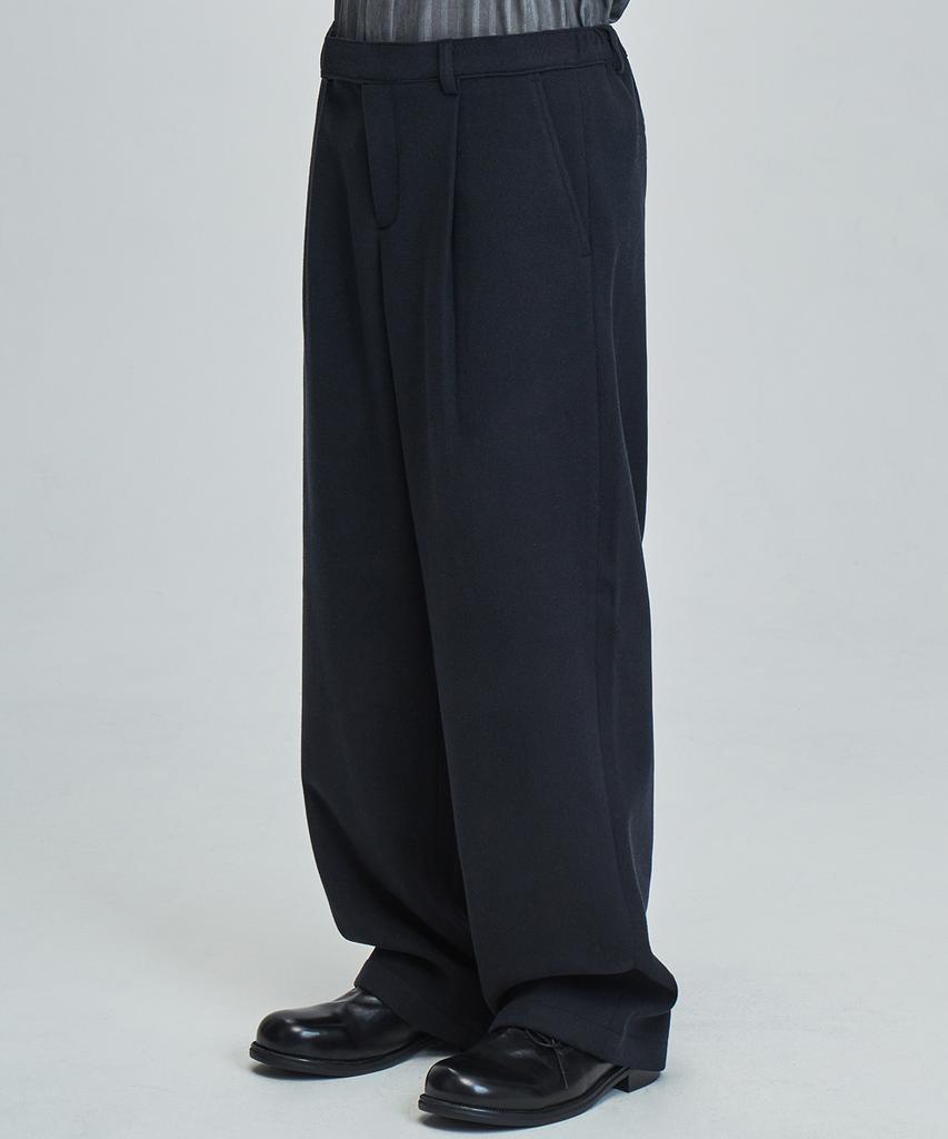 PRAIRIE Wool Relaxed Fit Slacks (Dark Navy)