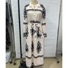 Fashion Vintage Long Sleeve Loose Casual Dresses Women Buttons Lapel A Line Printed Shirt Dress Women High Waist Lace-up Long Dress Spring New 25892