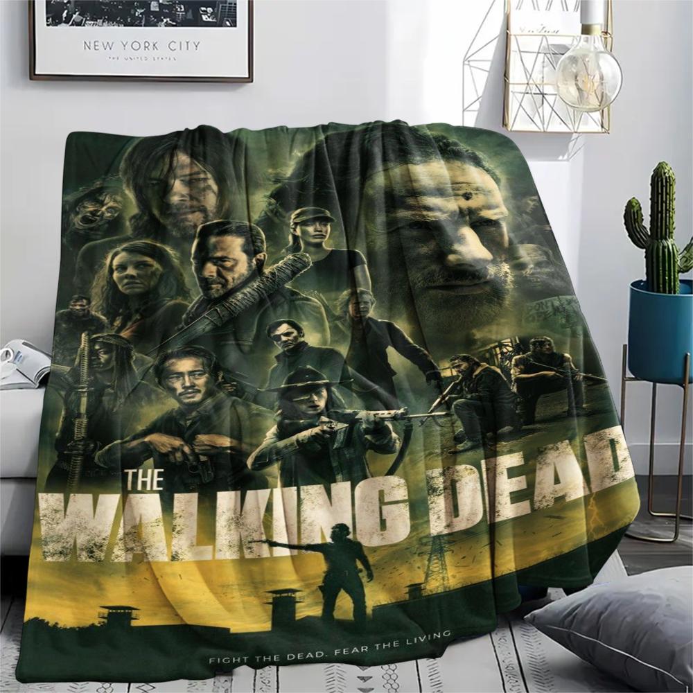 1Pc Walking Dead Print Flannel Blanket, High quality Comfortable for All Seasons, Home Decor, Warmth and Comfort, Perfect for Gifts