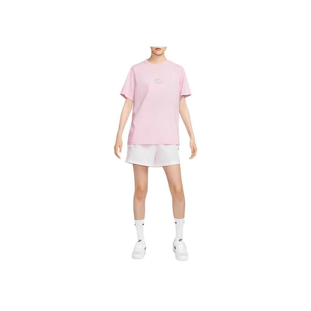 Nike Sportswear Loose Fit Round Neck Cotton Comfortable Casual Breathable T-Shirt Women T-Shirt Pink HM4625-663
