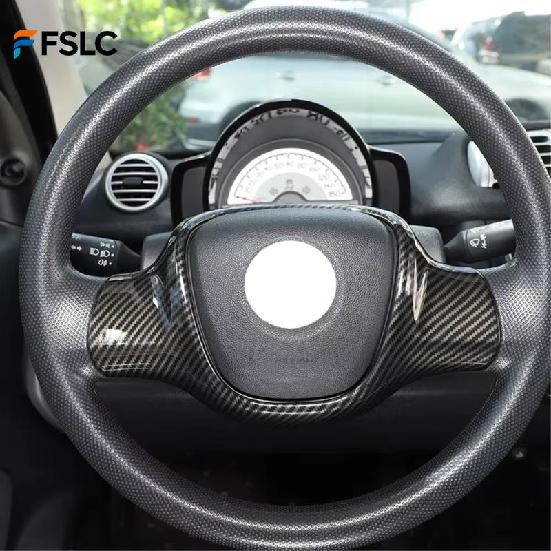 Car Upgrade For Smart Fortwo 451 2009-2015 ABS Carbon Fiber Steering Wheel Trim Cover Decal Auto Interior Accessories