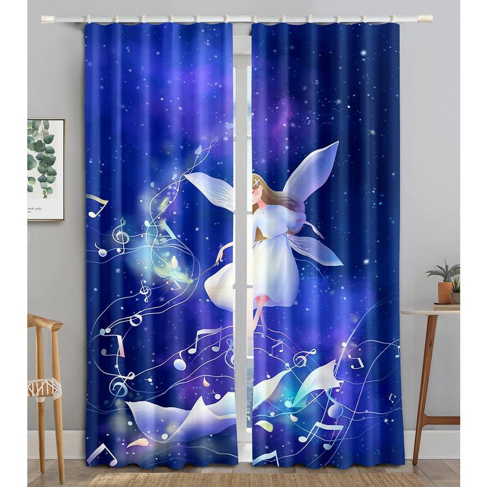 Angel Girls' Maiden Animated Children Blackout Window Panel Curtain Designed for Living Room Bedroom Bathroom Kicthen Door Cupboard Decor Hooks