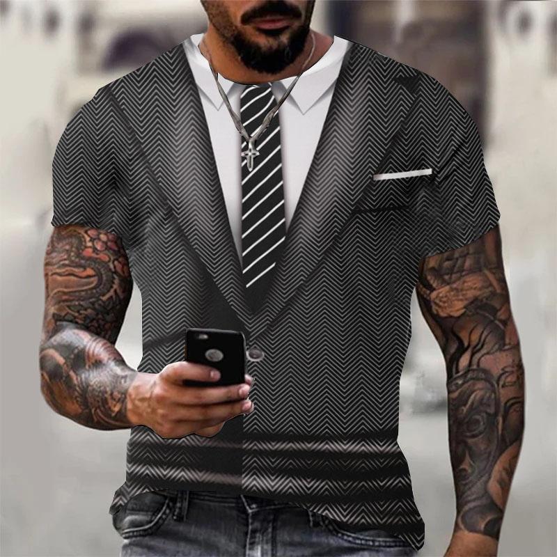 Herr 3D Kostymslips Tryck Rund Hals Streetwear Kortärmad T-shirt