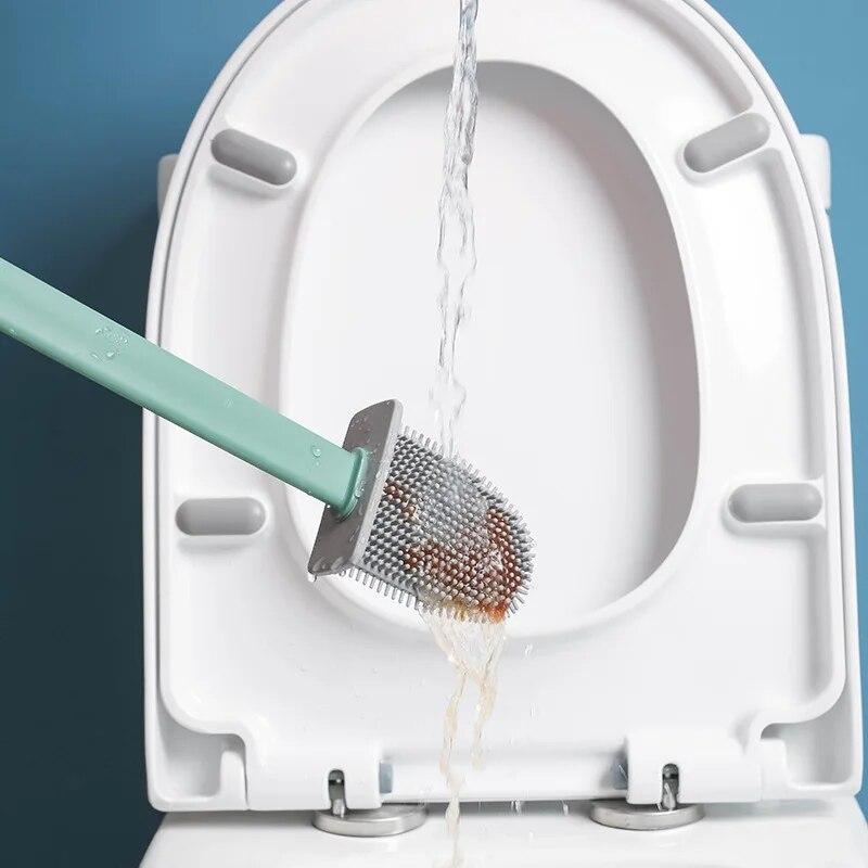 WIKHOSTAR 2 In 1 Nefes Tuvalet Fırçası Silikon Uzun Saplı Tuvalet Temizleme Fırçası Duvara Monte Banyo Aksesuarları Araçları