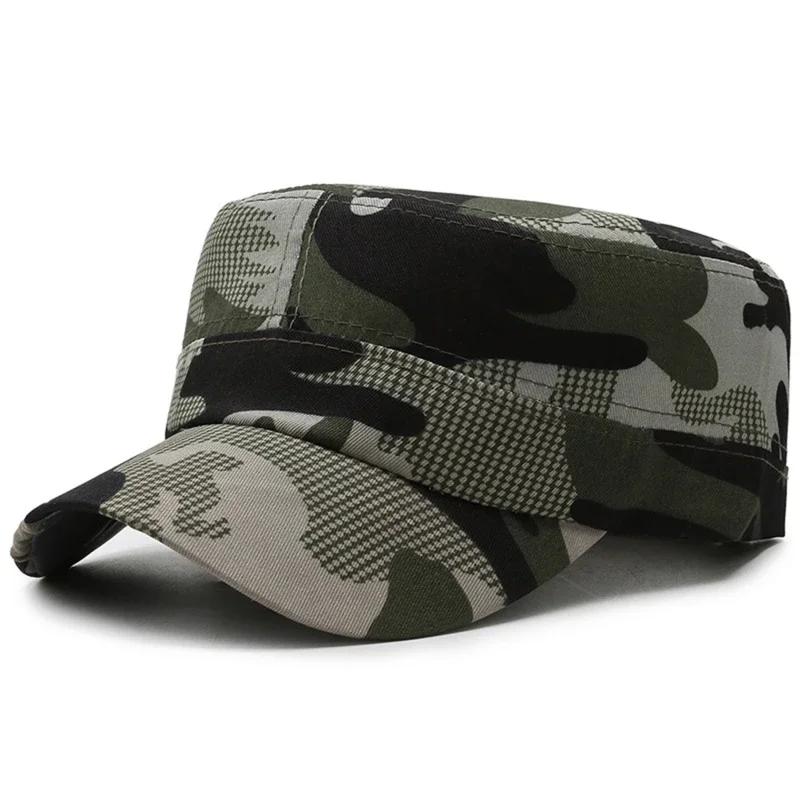 Vintage Camouflage Hats Flat Top Baseball Caps for Men Outdoor Sports Visor Hats Cadet Sunscreen Hats Gorras Para Hombres