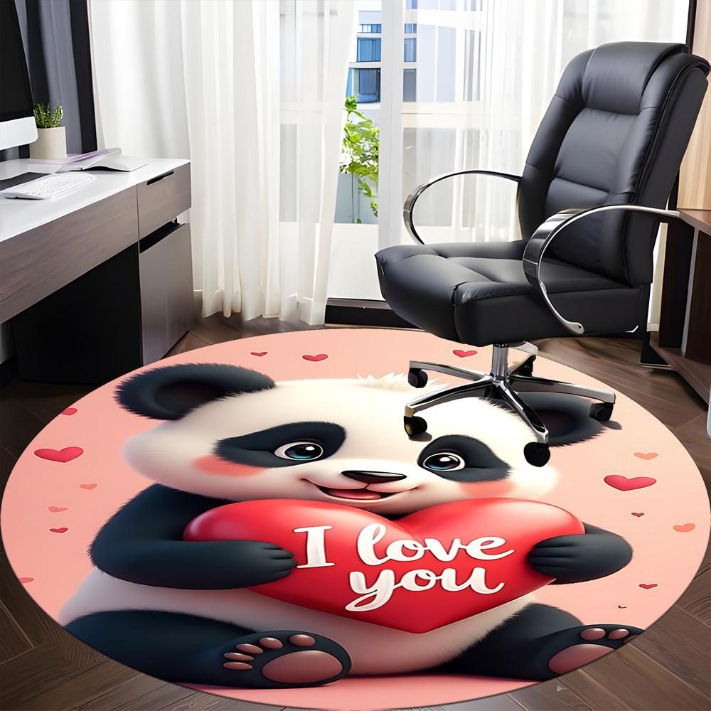 1PC Panda Heart Office Round Area Rug, Indoor Mat Suitable ForOffice, Under Office Chairs Bedroom Living Room Home Decor, Room Deco, f024