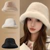 Cappello da pescatore invernale antivento caldo da donna alla moda, tinta unita, in peluche, con protezione per le orecchie, Panama