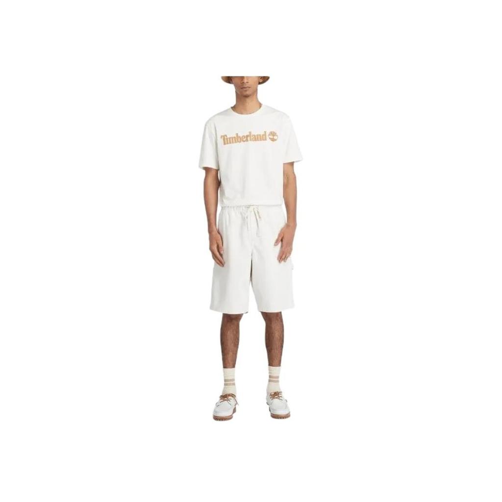 Timberland SS24 Einfarbige Outdoor Casual Loose Cargo Shorts Herrenshorts Weiß A5TM7-CR3