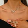 2025 New Simple Colorful Elegant Shiny Bow Earrings Necklace Set  Set  Accessories Suitable For Bridal Wedding Party Gift