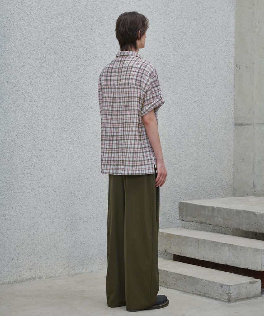 GLW Double-Pleat Wide Nylon Pants Khaki