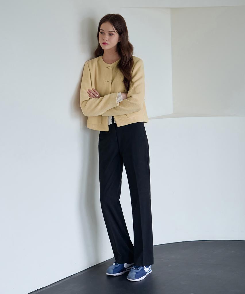 Deuloupisumeon Comfy Wool Straight Slacks [Black]