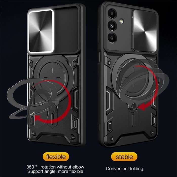 Shockproof Case - Samsung - Galaxy M13 - Black - Ring Stand - Camera Protection