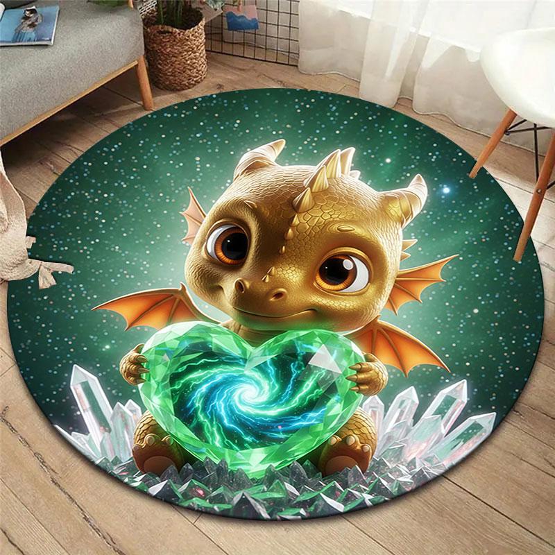 LovingDragon Round Area Rug,Carpet Rug for Living Room Bedroom Sofa Playroom Decor,Non Slip Floor Mat