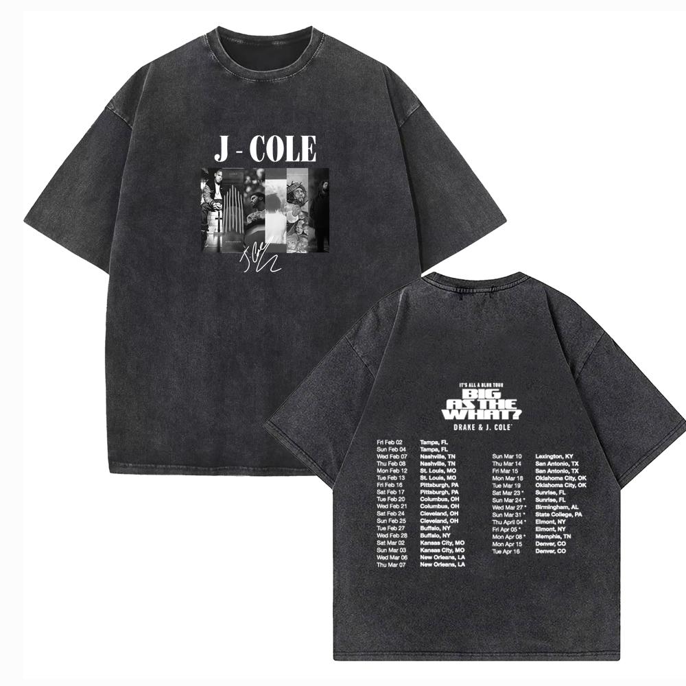 J Cole Turné T-shirts Vintage Harajuku Sommar Unisex Vanlig O-ringad Kortärmad Casual Bomulls T-shirts Tryck