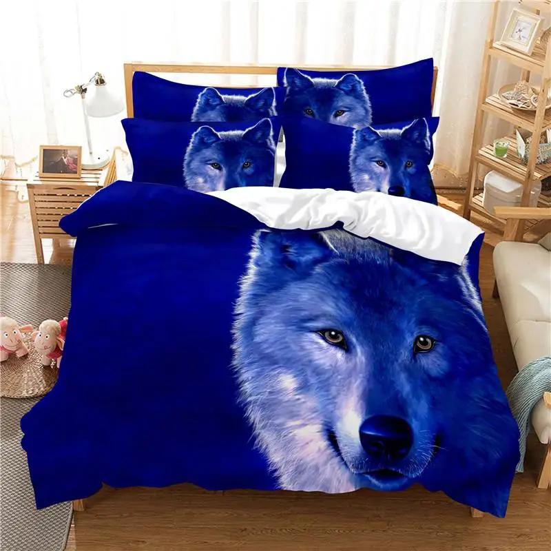 Wolf Duvet Cover Set Wolf with Mechanical Eye Bedding Set for Kid Teens Adults 3d Printing Queen King Size Polyester Quilt Cover