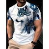 Men's Lightweight Summer Wolf Pattern Short Sleeve T-Shirt