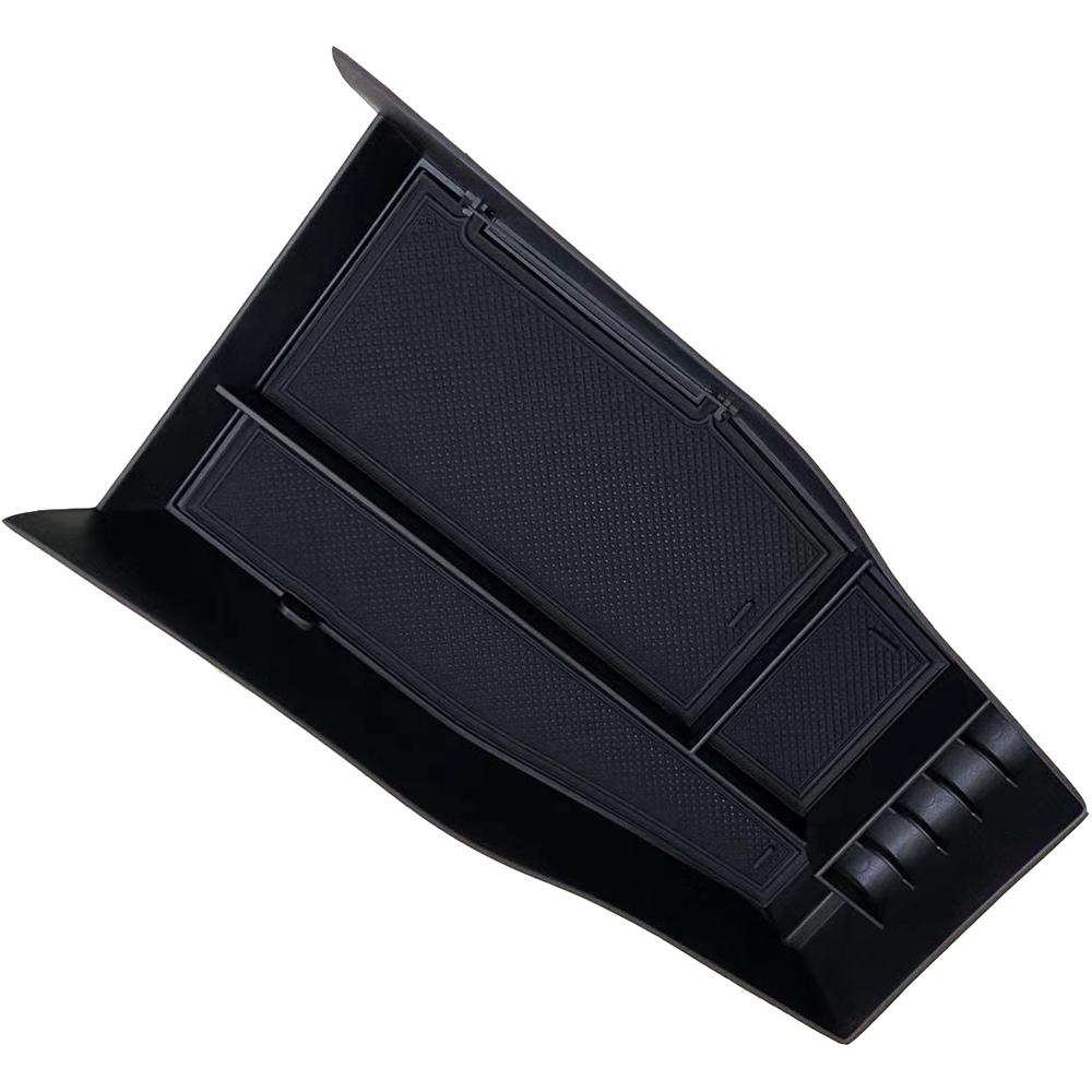 Boîte de rangement pour Hyundai Ioniq 5 2024 Console centrale inférieure Plateau organisateur Accessoires intérieurs avec garniture en caoutchouc noir