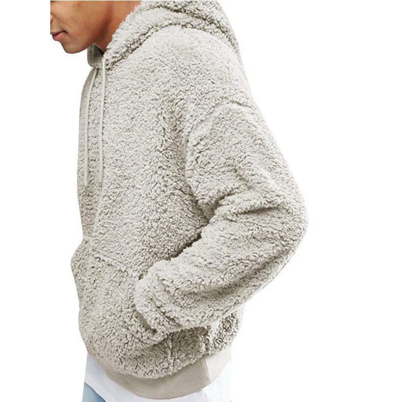 Fleece Hoodie for Men Sherpa Lined Sweatshirt Warm Casual Pullover Winter Thick Coat