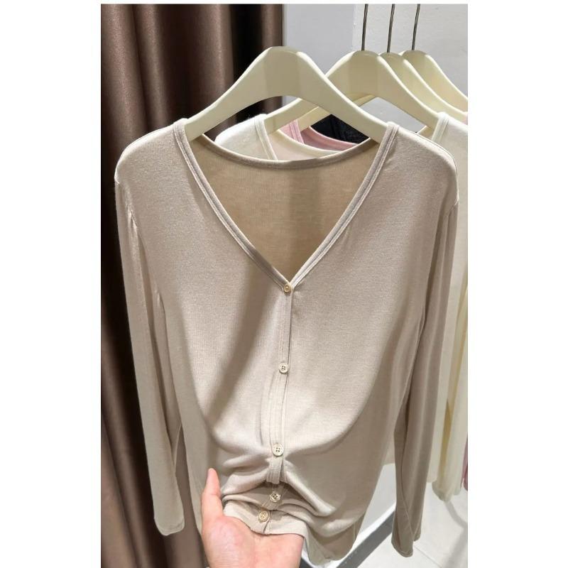 Women's Summer Shawl Sun Protection Clothes Spring Autumn Matching Camisoles V Neck Cardigans Thin Jackets