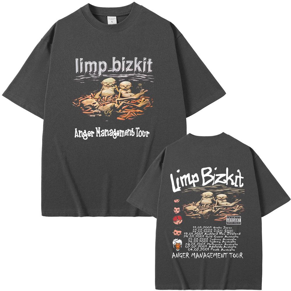 90s Rock Band Limp Bizkit Anger Management Tour T Shirts Summer Men Women Casual Cotton Streetwear Unisex High Quality Tshirt