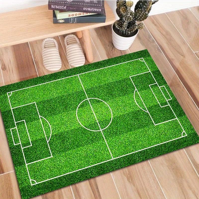Tappetino Antiscivolo, Tappeto con Motivo Campo da Calcio, Adatto per Camera da Letto Soggiorno Bagno Ufficio Decorazione Casa