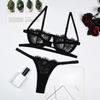 Sexy Lingerie Woman Lace Transparent Underwear Fairy Embroidery Brief Sets Delicate Bra Kit Push Up Breves Sets Thin Erotic Bras