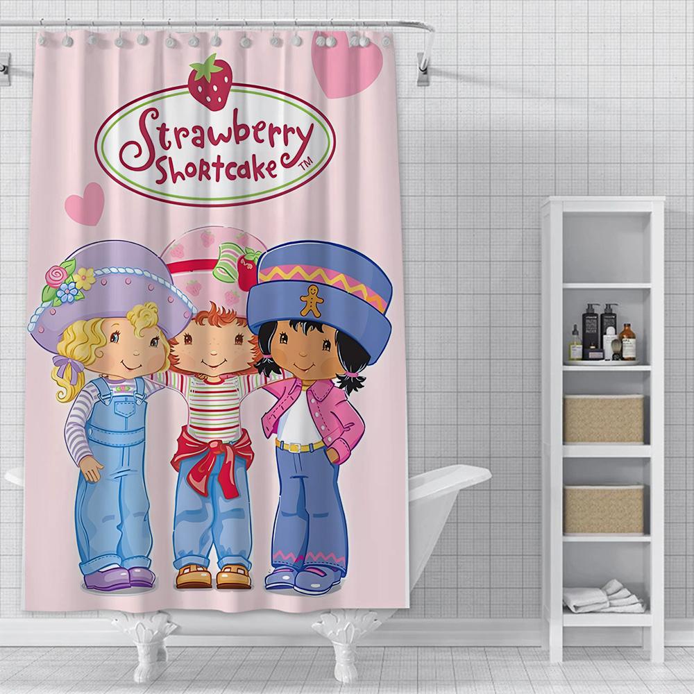 Shower Curtain Waterproof Polyester Fabric Paint Colorful Bath Curtains Strawberry Sweetheart Home Bathroom Decor With Hook