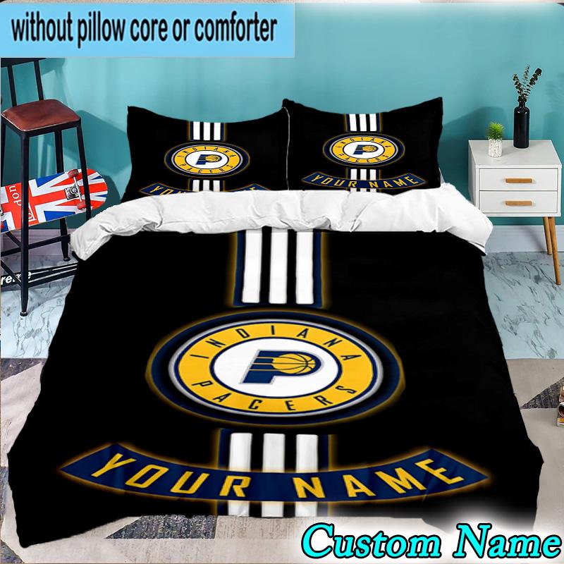 Custom Name 3PCS Basketball Pacers Neon Art Bedding Set,Including Duvet Cover And 2pcs Pillowcases Perfect for Bedroom,Dormitory,Fan Christmas Gift
