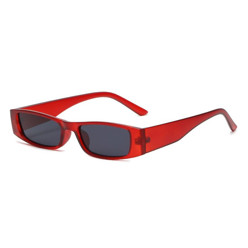 Lunettes de soleil rectangulaires unisexes Rétro Carrées Monture étroite Lunettes de soleil Tendance Vintage Streetwear Lunettes de soleil Teintées UV400 Gafas De Sol