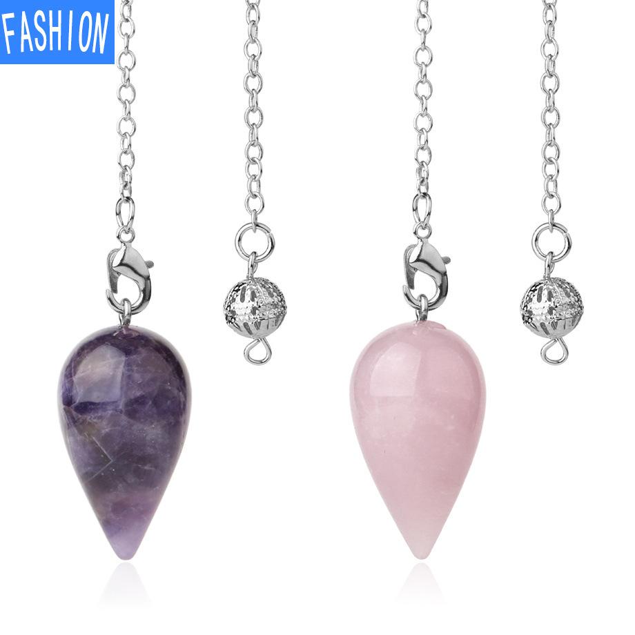 Water Drop Amethyst Personalized Versatile Independent Packaging Natural Crystal Pendant Pendulum