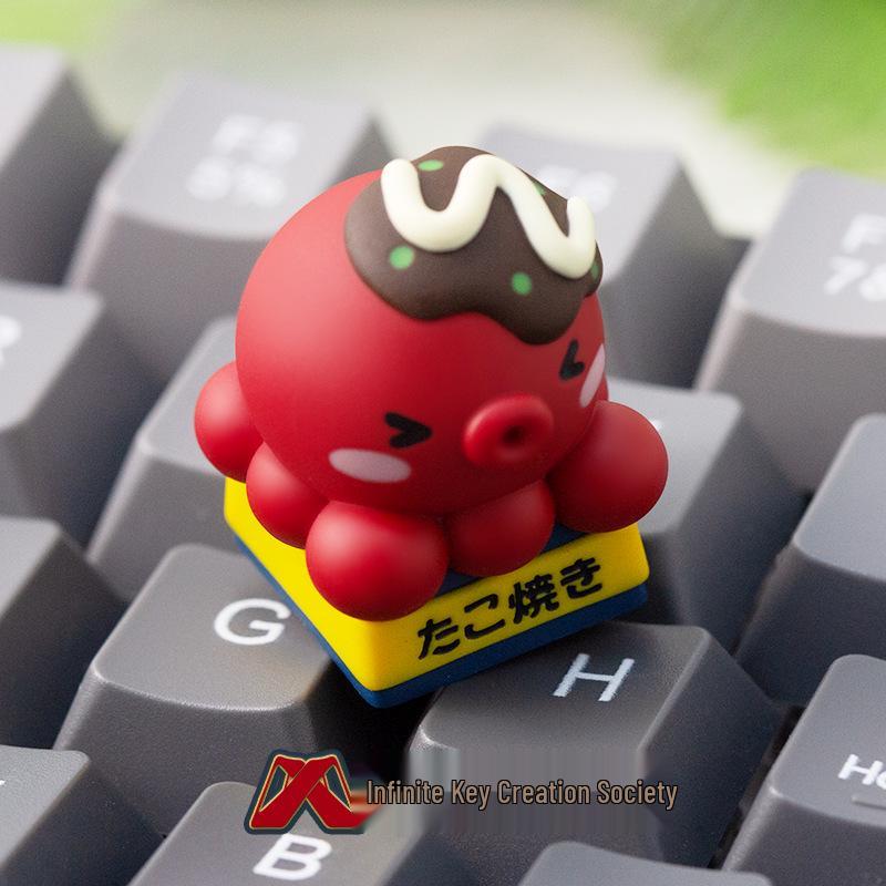 Takoyaki Keycap: Creative Resin ESC for Mechanical Keyboards - Unique Two-Dimensional Cultural Design.