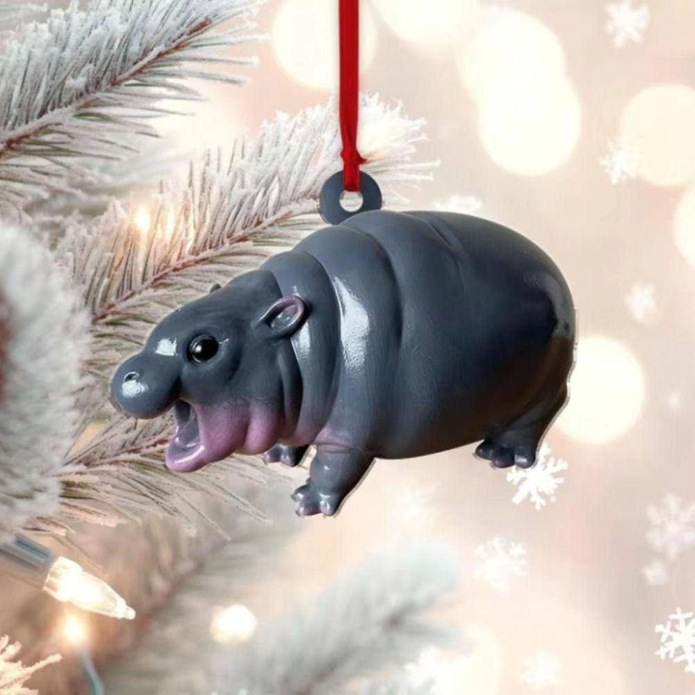 Lovely Pygmy Hippopotamus Statue Mini Hippo Resin Figurines Room Home Decor
