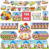 Plim Plim Clown Birthday Party Decor Kit Disposable Tableware Cup Plate Napkin Gift Bag Banner Backdrop Kids Party Supplies