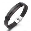 Men's Leather Bracelet Brown Black Steel 21cm