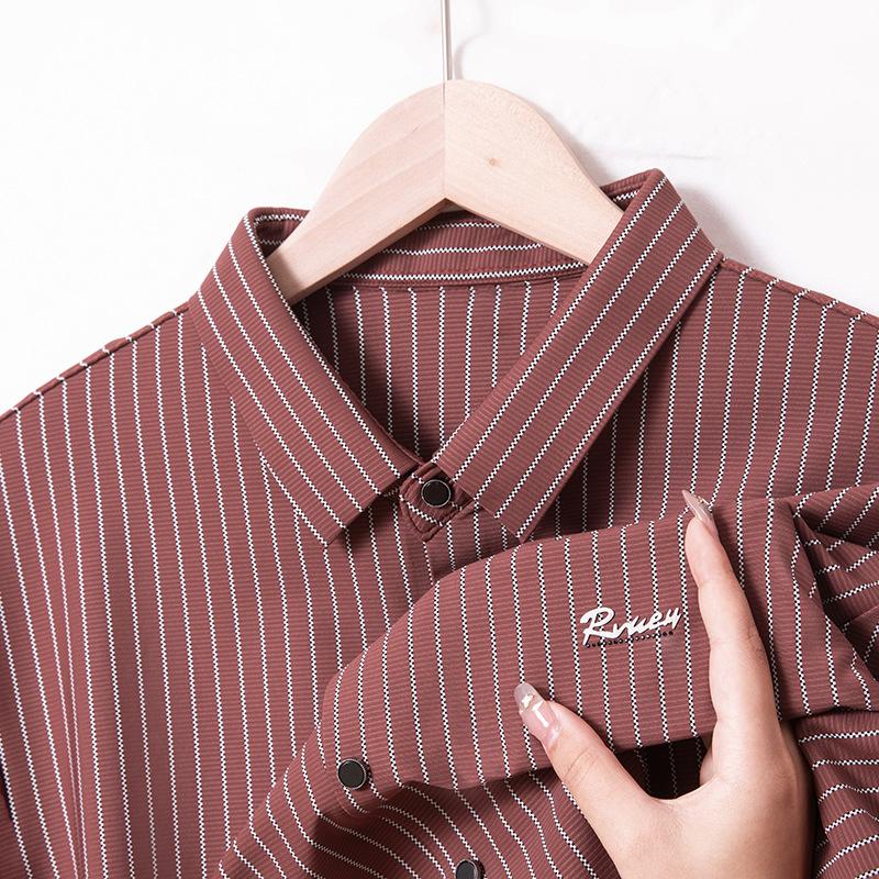 Camicia da Uomo di Alta Gamma Autunnale a Righe Casual Abbigliamento di Alta Gamma da Uomo Camicia da Uomo a Maniche Lunghe