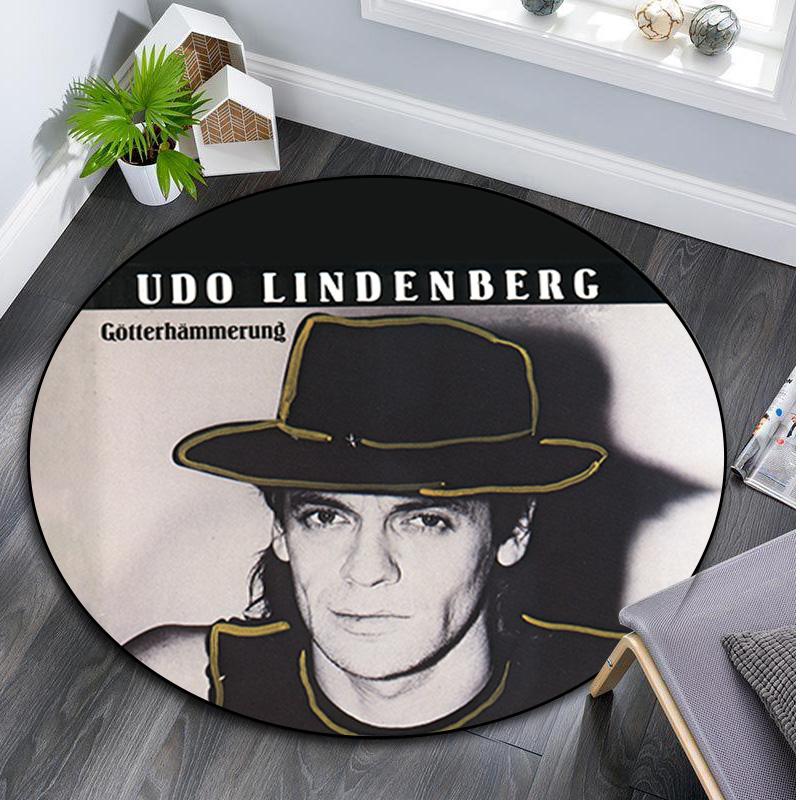 1 Stück Udo Lindenberg Runder Druckteppich - Heimdekoration Teppich für Wohnzimmer Schlafzimmer Bodenbelag Computerstuhl Bereichsteppich