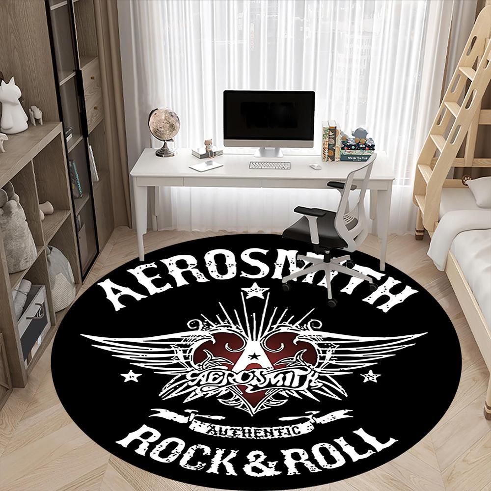 1pc AEROSMITH ROCK AND ROLL Chair Carpet for Office Non Slip, Machine Washable Rug for Office, Room Holiday Decor for Christmas, Birthday Polyester