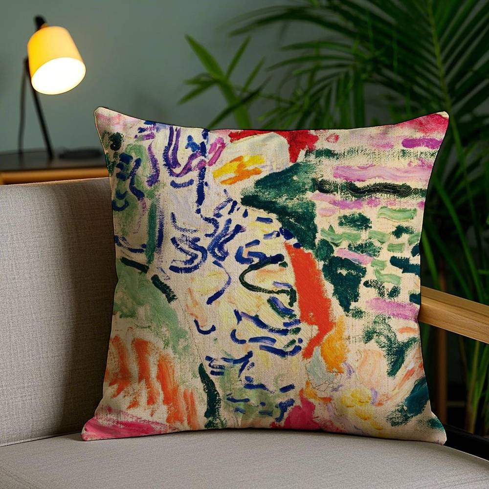 H-Henri M-Matisse Painting Pillow Case Home Dorm Chair Back Short Plush Double-Sided Printing Office Nap Time Cushion Cover