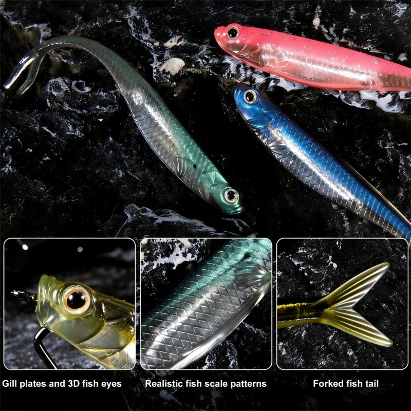 6Pcs Fork Tail Swimbaits Floating Fishing Lure Soft Silicone Artificial Baits Fishing Accessories Easy To Use
