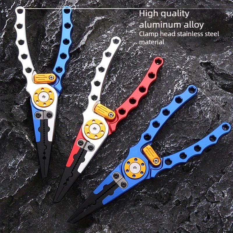 1pc Mini Aluminum Fishing Pliers with Locking Mechanism , Portable Multi-Functional Tool Suitable for Bait, Line and Hooks
