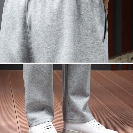 Herbst Casual Männer Jogger Hosen Lose Breite Bein Jogginghose Elastische Taille Kordelzug Taschen Sport Hosen