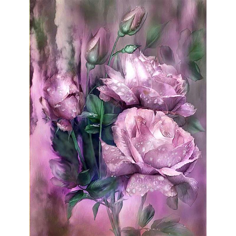 Rose DIY 5D Diamond Painting Cross Stitch Full Round Resin Mosaic Beautiful Flower Diamond Embroidery Rhinestones Home Decor