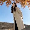 Women's Mid-Length Wool Coat - Elegant Hepburn Style, Petite Loose Fit for Spring/Autumn, Korean-Inspired Design