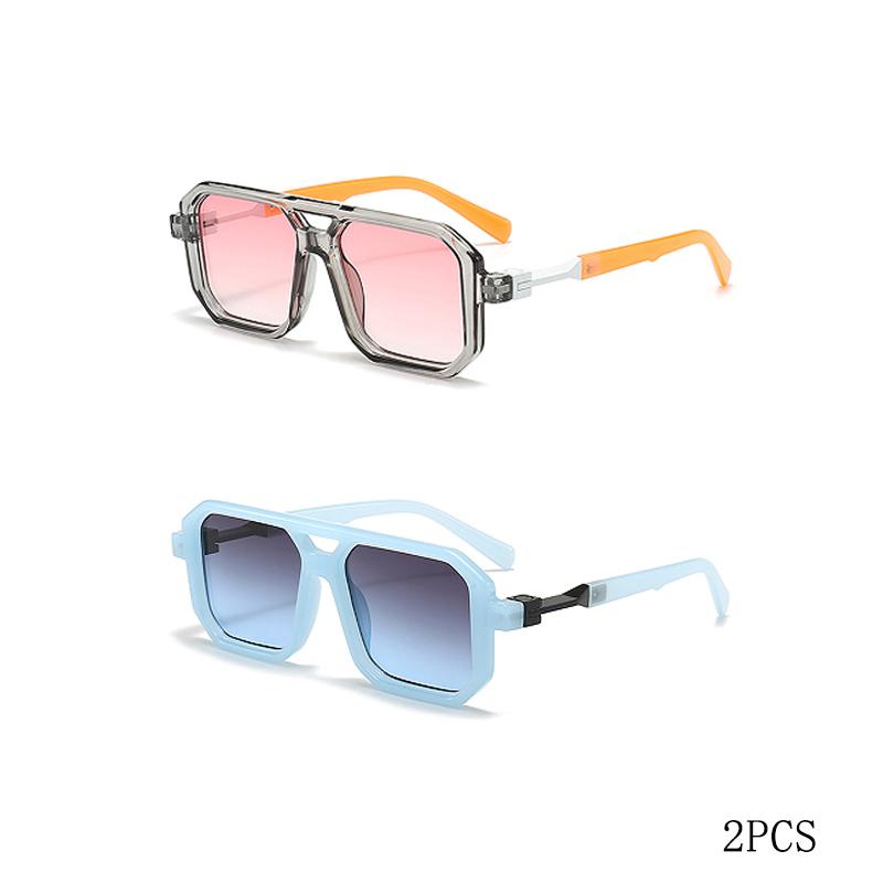 Lunettes de soleil rétro à monture carrée Hommes Femmes Unisexe Européen Américain Double Pont Tendance Accessoires de Mode