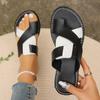 Fashion Womens 2024summer New Flat Non-slip PU Waterproof Womens Shoes Outdoor Casual Comfortable Beach Dress Womens Slippers Large Size