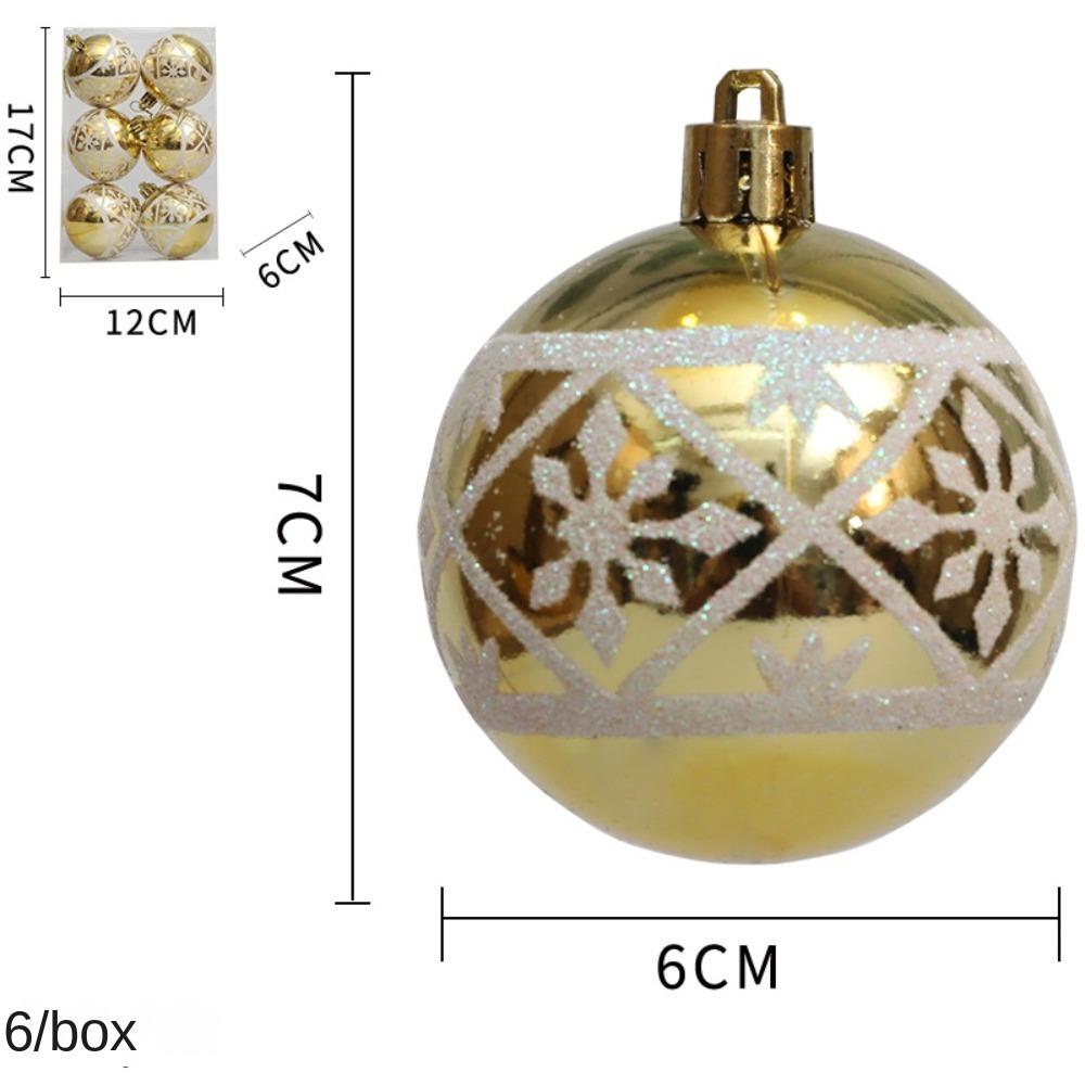 6Pcs/Box Electroplated Plastic Ball Christmas Tree Ornament DIY Crafts Painted Plastic Christmas Gifts Boxes Pendant