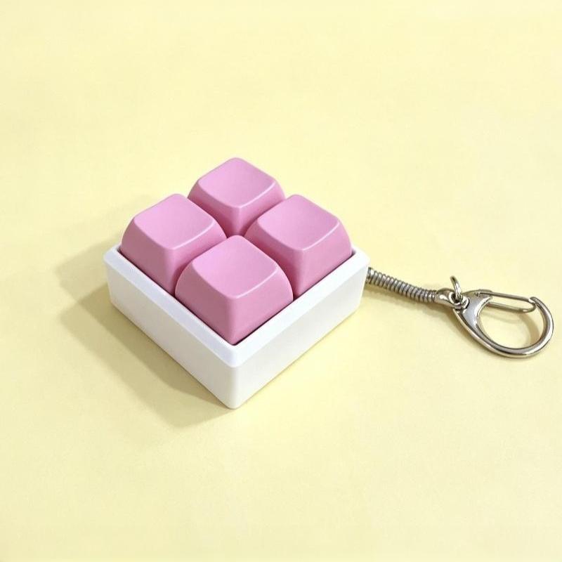 Mini 4 Keys Mechanical Keyboard Fidget Keychain Satisfying Click Sound For Stress Relief Work School Daily Use
