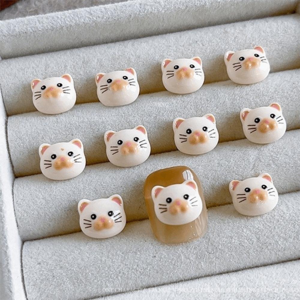 Cartoon Mini Cat Nail Art Charms Little Fish Series DIY Craft 3D Decorations Flat Back 2D Kawaii Colorful Nail Decorations