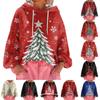 Dames Kerst Bedrukt Losse Casual Hoodie met Lange Mouwen